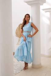 Camila Blue Cut-Out Maxi Dress